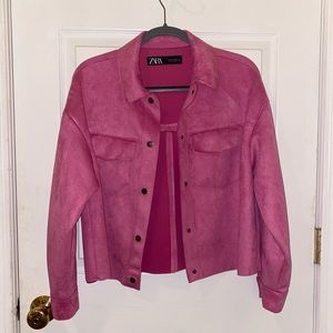 ★ZARA★Suede Short Jacket★Dark Pink Rose 4341/861/664 Women's Suede Jackets | ZARA United States